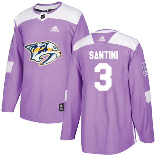 Adidas Nashville Predators #3 Steven Santini Purple Authentic Fights Cancer Stitched Youth NHL Jersey